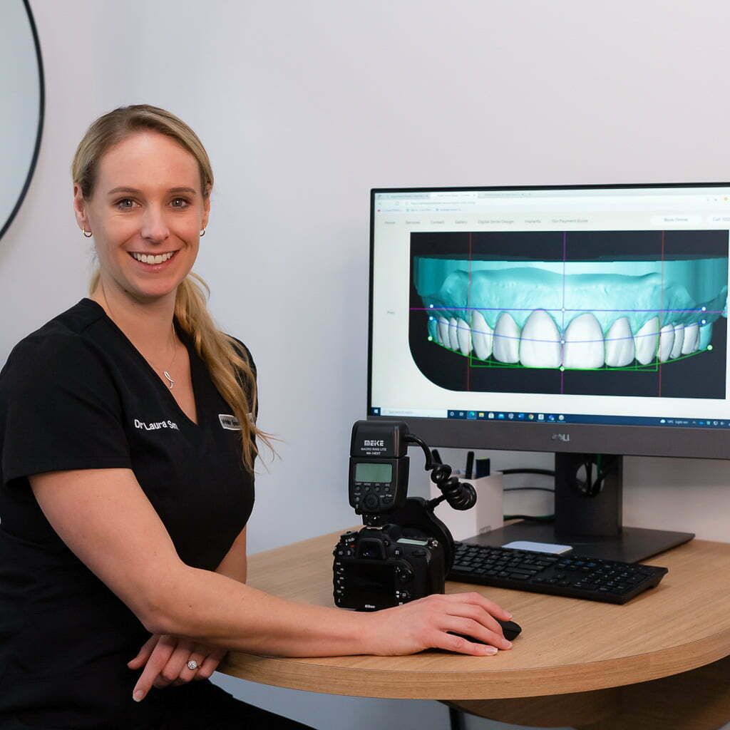 Laura working on a digital smile design